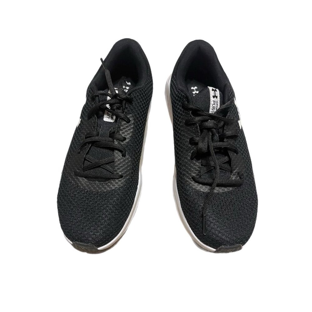 Under Armour Women's Charged Pursuit Running Shoe - Black/Black/White - Size 9
